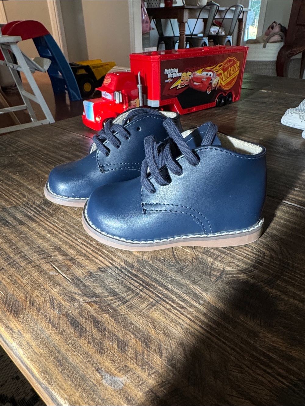FootMates Navy Blue Leather Lace-Up Kids Shoes